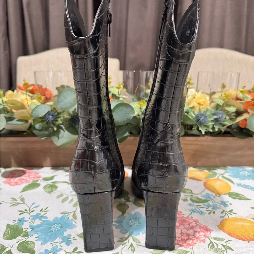Chinese Laundry Elegant Black Croc-Embossed Women's Boots - Size 8.5M - Picture 5 of 9